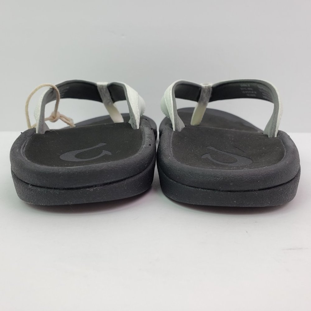 OluKai Women's White and Black Flip Flop Sandals - Picture 7 of 14